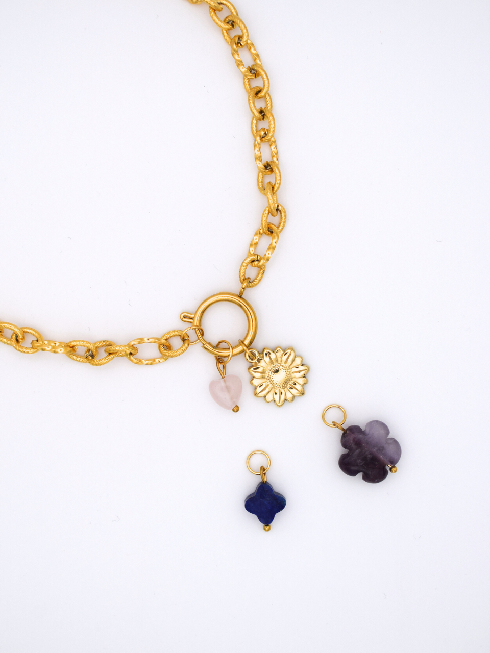 Bijou personnalisable avec pendentif et pierre naturelle en acier inoxydable