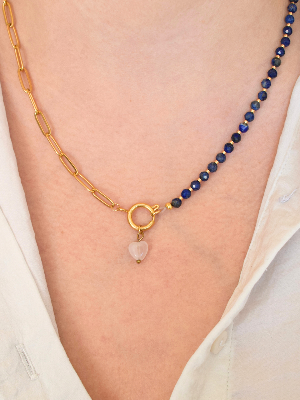 Léonie Necklace – Lapis-Lazuli & Rose Quartz