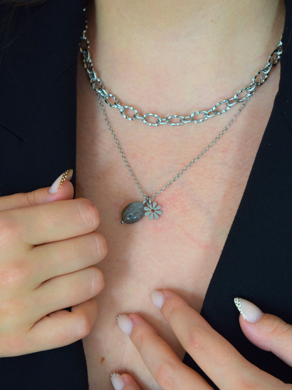 Collier Lisa – Labradorite et acier inoxydable