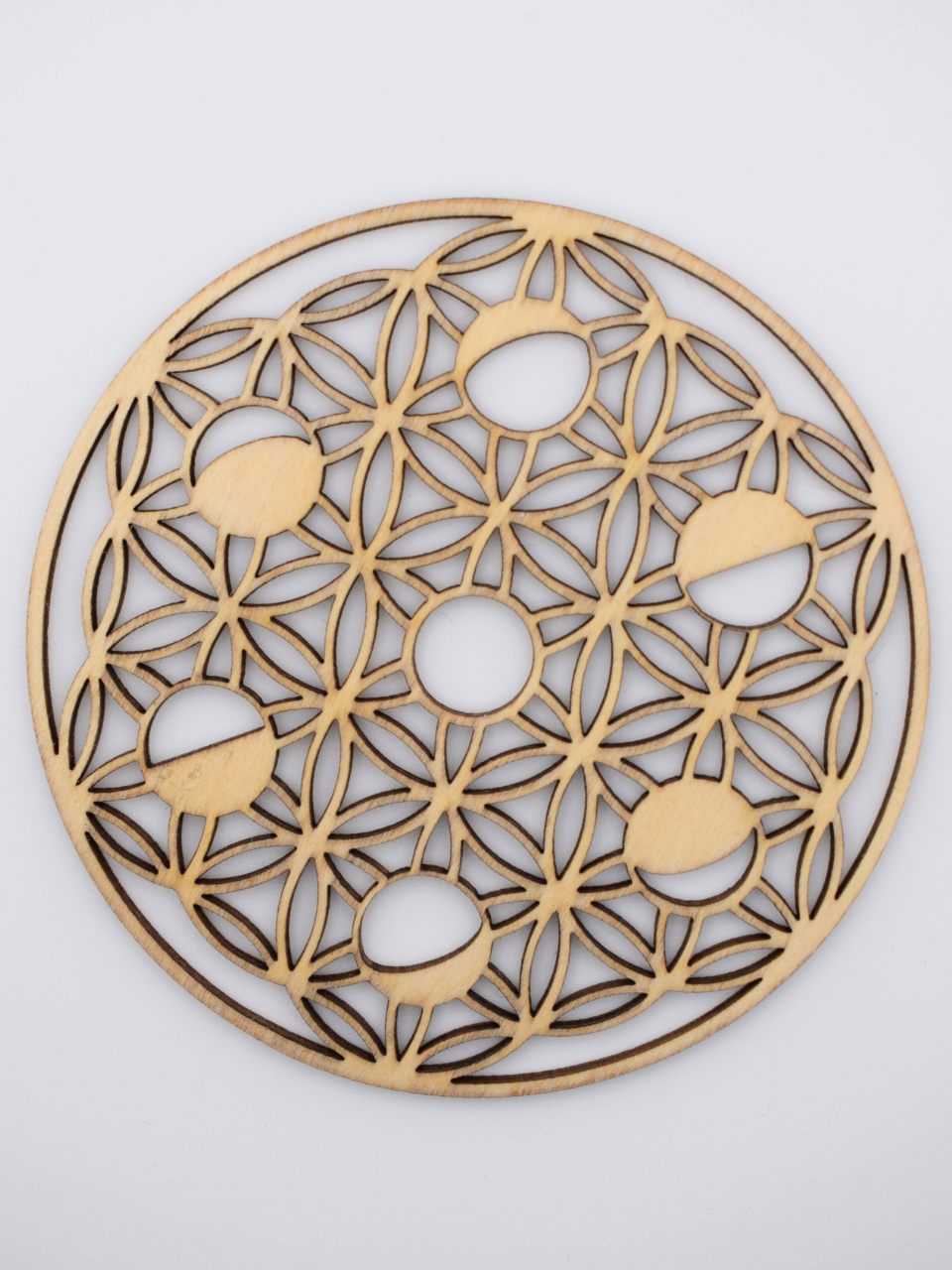 Flower of Life Plaque with Lunar Phases – Energy Recharging and Sacred Decoration