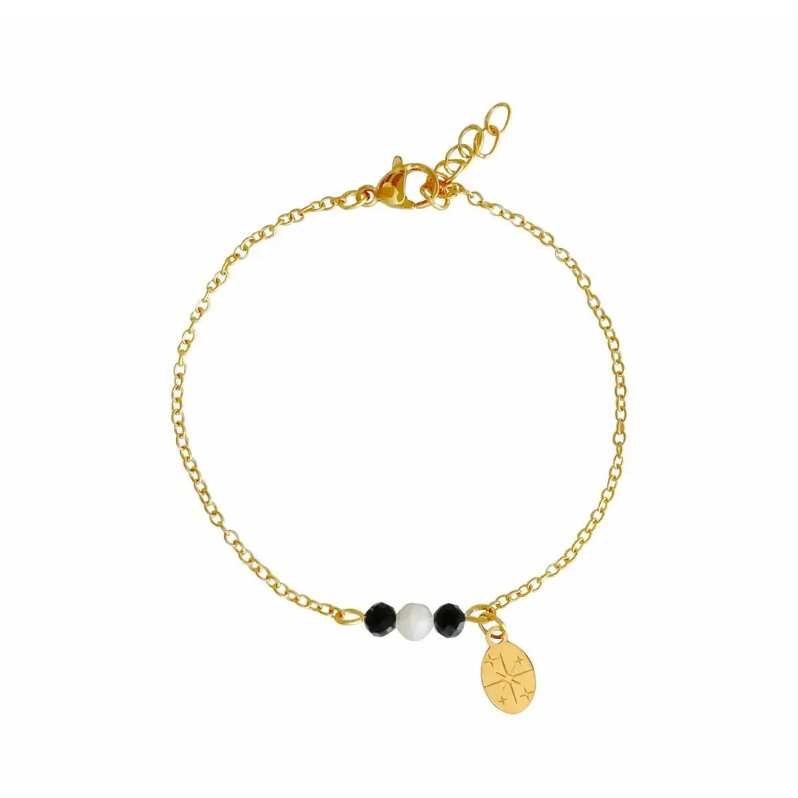 Camélia - Bracelet en acier inoxydable en pierre de lune et tourmaline