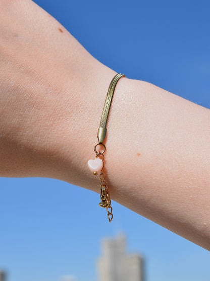 Luana - Bracelet en acier inoxydable et Opale Rose