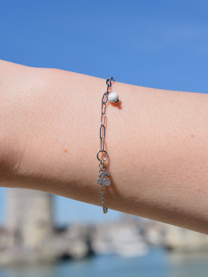 Liyanna - Bracelet en acier inoxydable et Howlite