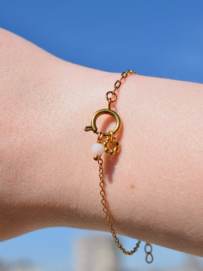 Lila - Bracelet en acier inoxydable et opale rose