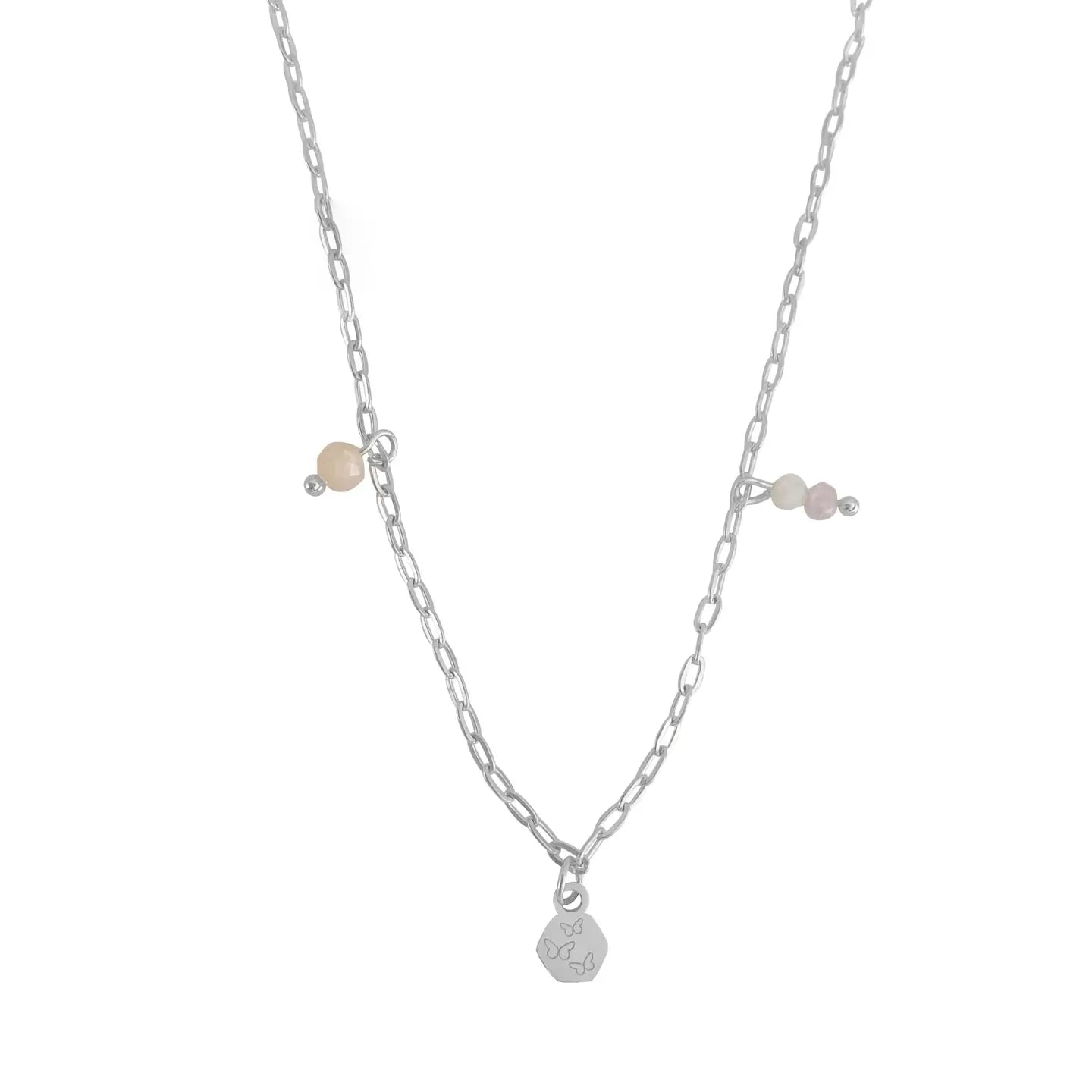 Kim - Stainless Steel, Pink Opal and Kunzite Necklace