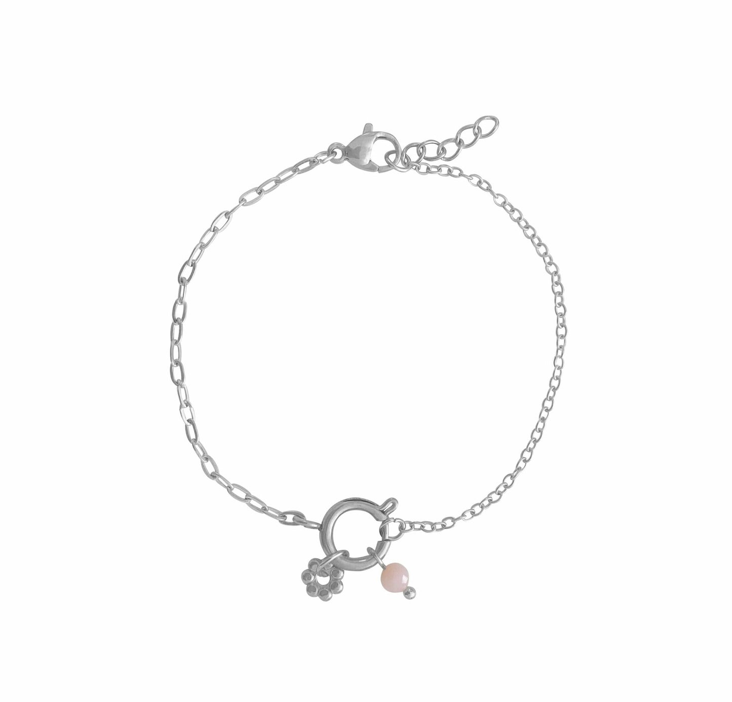 Lila - Bracelet en acier inoxydable et opale rose