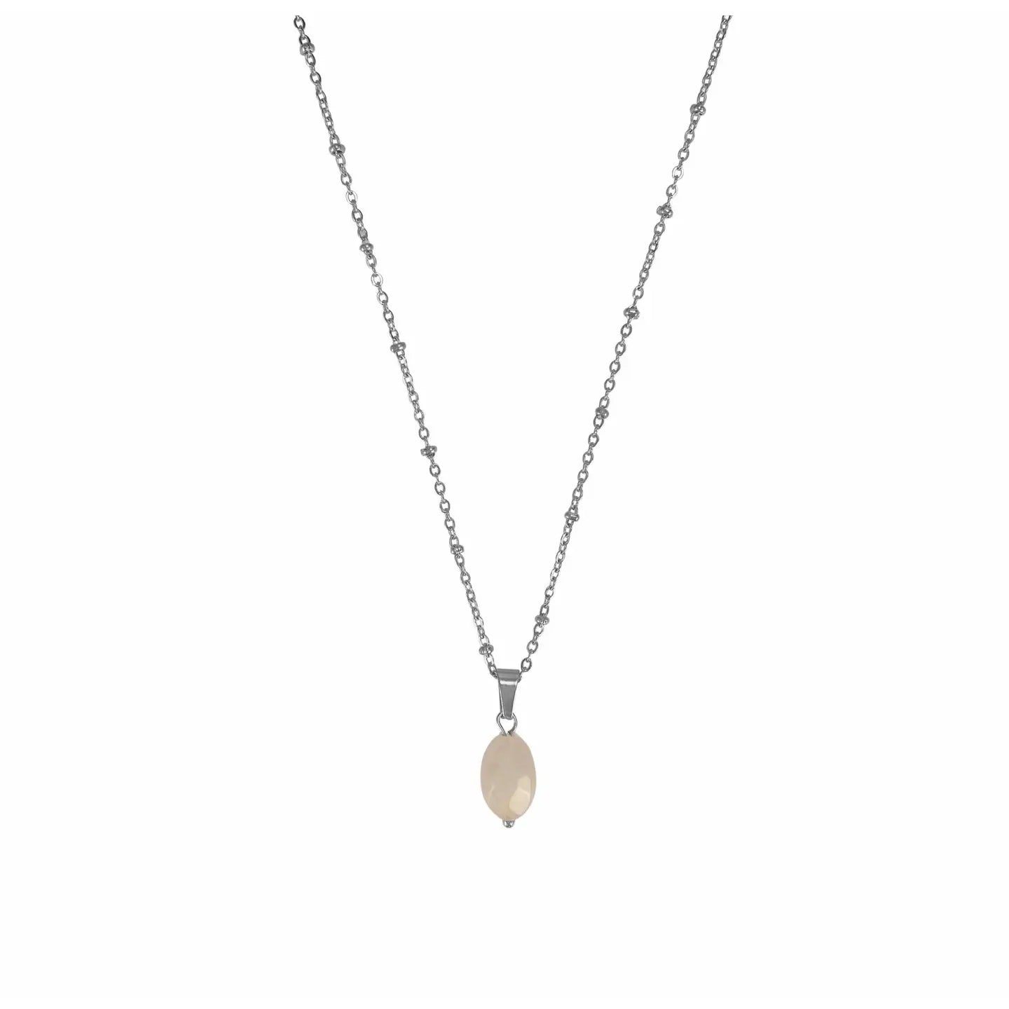 Lisa : Collier en acier inoxydable et Quartz Rose