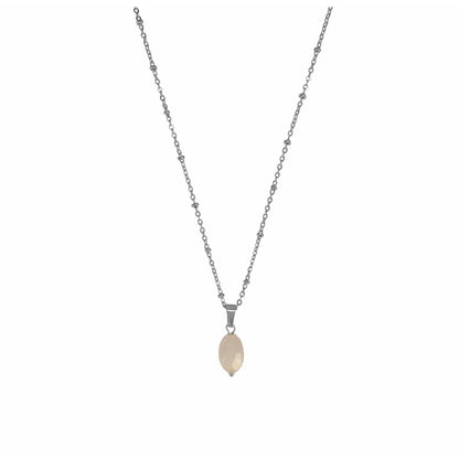 Lisa : Collier en acier inoxydable et Quartz Rose