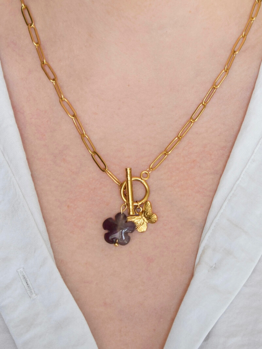 Ninon: Stainless steel and Amethyst necklace – Elegance and Serenity