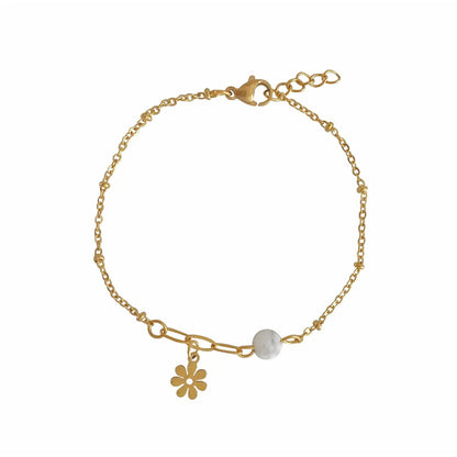 Pauline - Bracelet en acier inoxydable et Howlite