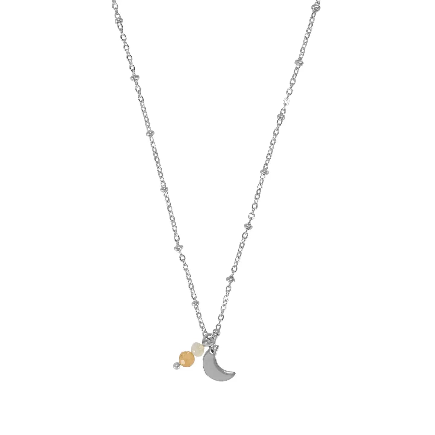 Rachel - Stainless Steel, Moonstone and Sunstone Necklace