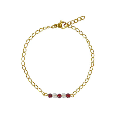 Théa - Bracelet en acier inoxydable, Cristal de Roche et Grenat