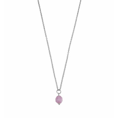 Thilie - Stainless steel and pink chalcedony necklace