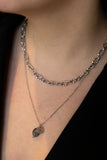 Collier Lisa en acier inoxydable argenté, labradorite avec un pendentif fleur.