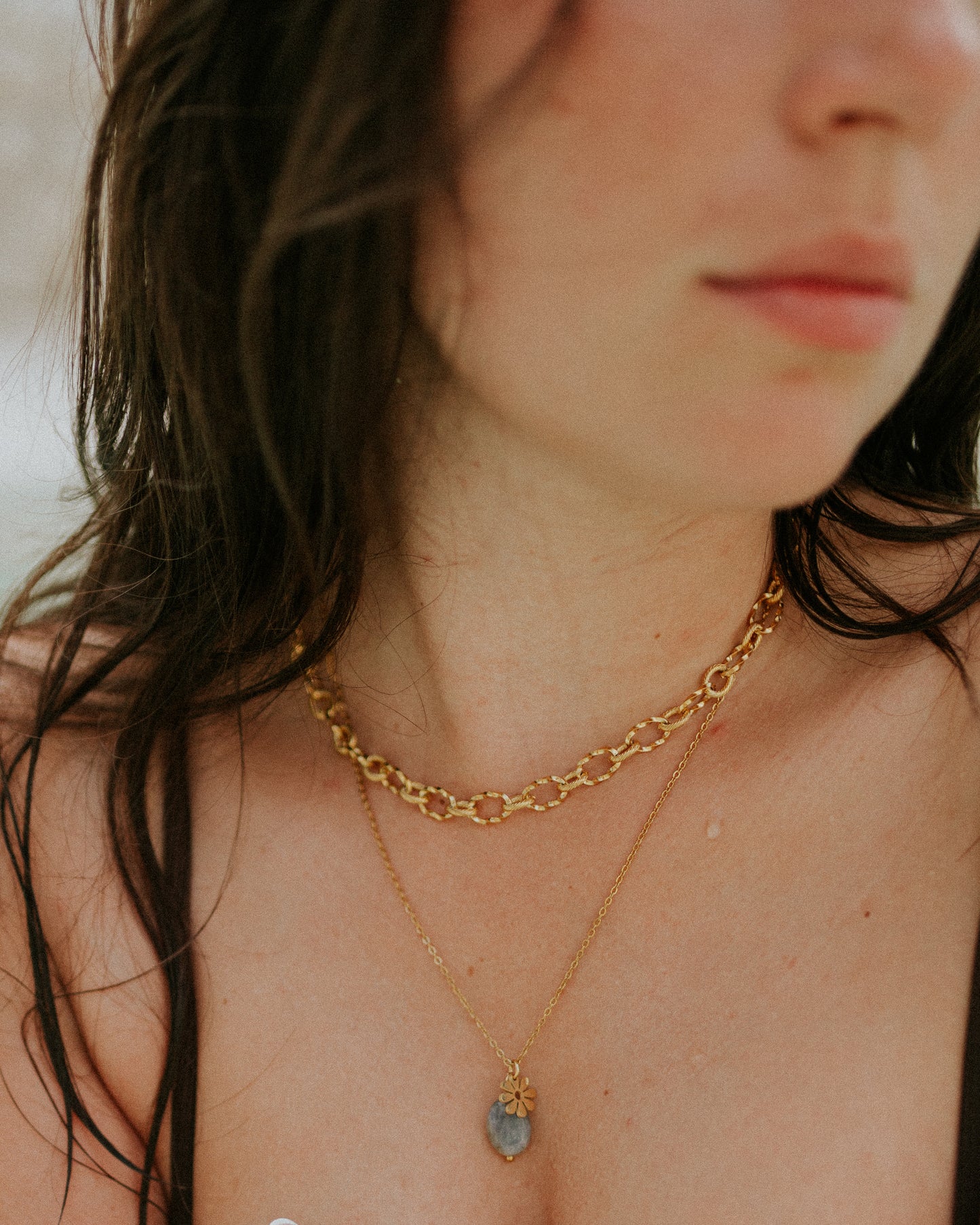 Collier Lisa en labradorite – bijou symbolique, repère dans les périodes de transition, en acier inoxydable